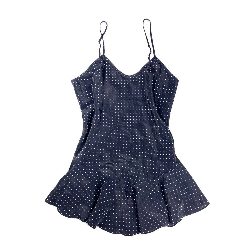 Vintage Black Satin Ditsy Dot Slip Dress